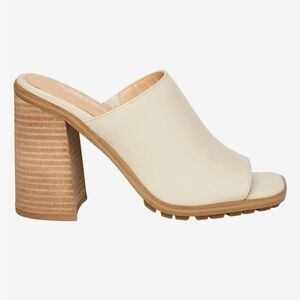 Cool Planet by Steve Madden “Newberry” Bone Mules with Stacked Wooden Heels, NIB